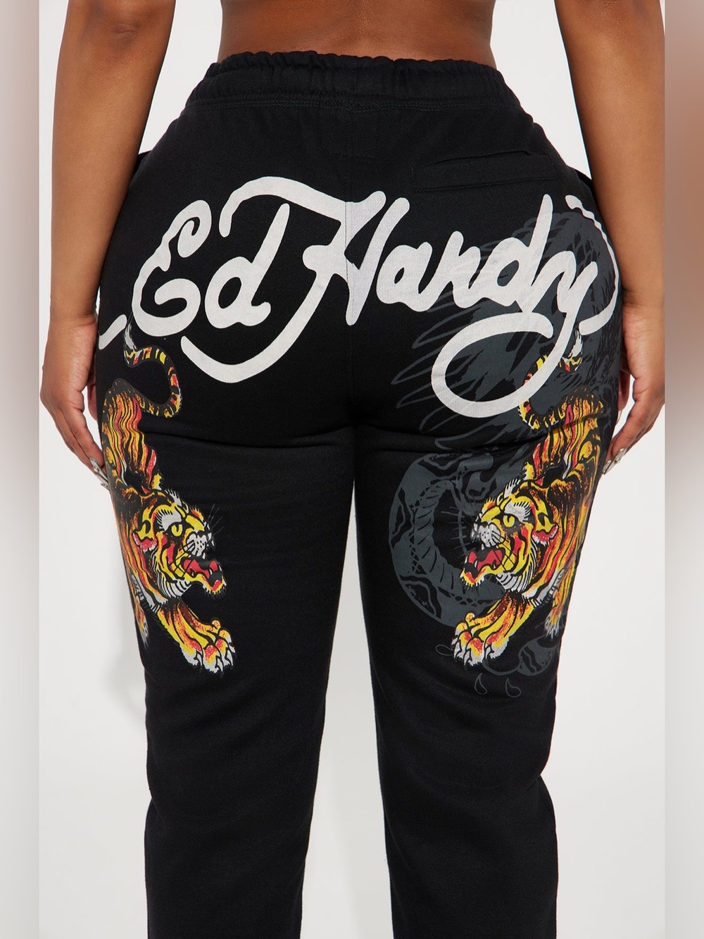 Ed Hardy Crawling Tigers Wide Leg Pant Black Size XL - Picture 2 of 12